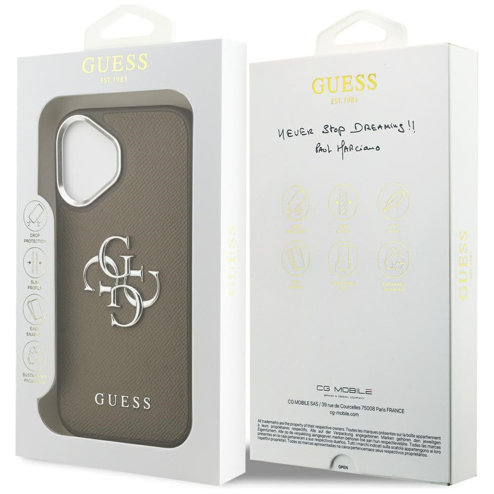 Kotelo Apple iPhone 17:lle, Guess, 4G Grained Big And Classic Logo, Ruskea Hopea