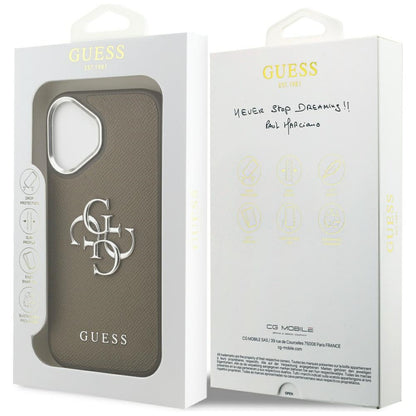 Kotelo Apple iPhone 17:lle, Guess, 4G Grained Big And Classic Logo, Ruskea Hopea