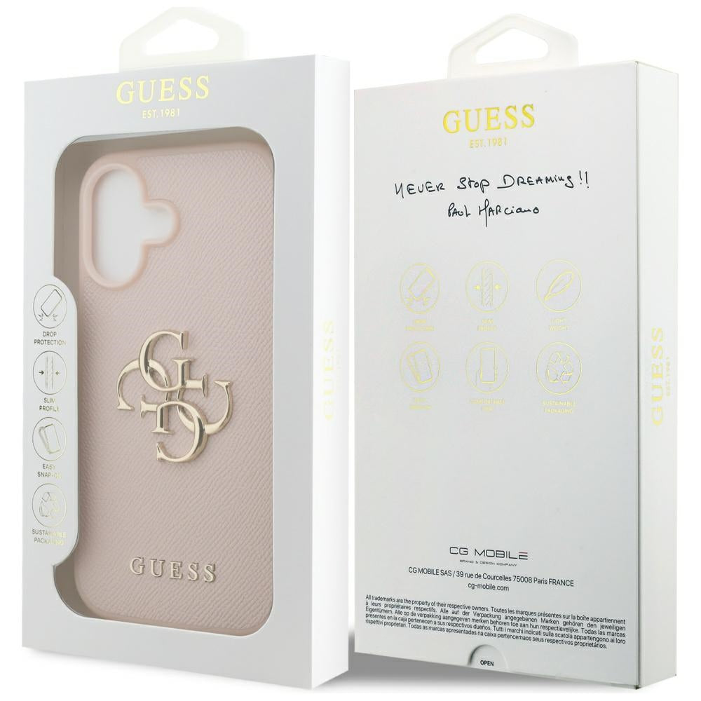 Suojakotelo Apple iPhone 17:lle, Guess, 4G Grained Big and Classic Logo, Pinkki