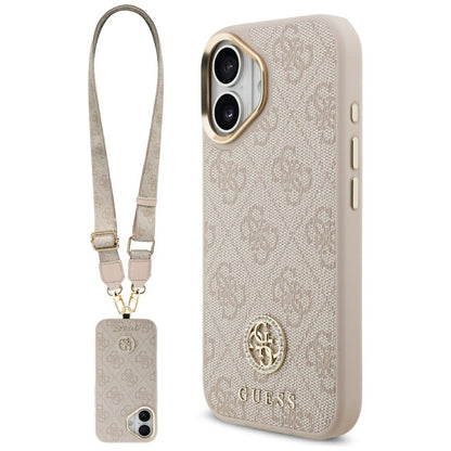 Suojakotelo Apple iPhone 17:lle, Guess, 4G Strass Logo ja iso hihna, Pinkki