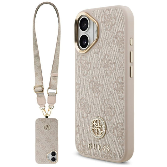 Suojakotelo Apple iPhone 17:lle, Guess, 4G Strass Logo ja iso hihna, Pinkki