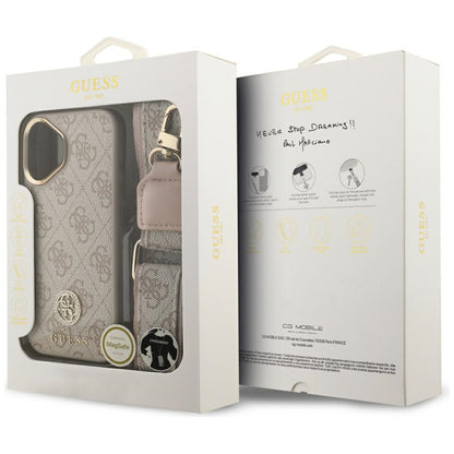 Suojakotelo Apple iPhone 17:lle, Guess, 4G Strass Logo ja iso hihna, Pinkki