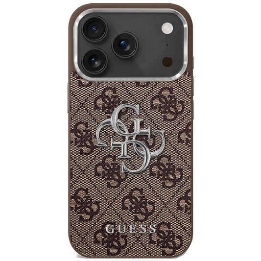 Suojakotelo Apple iPhone 17:lle, Guess, Big 4G Logo Classic, Ruskeahopea
