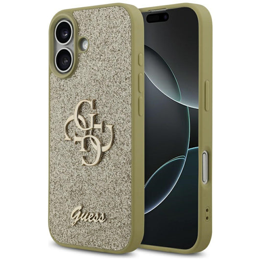 Suojakotelo Apple iPhone 17:lle, Guess, Fixed Glitter Big 4G, Kultainen