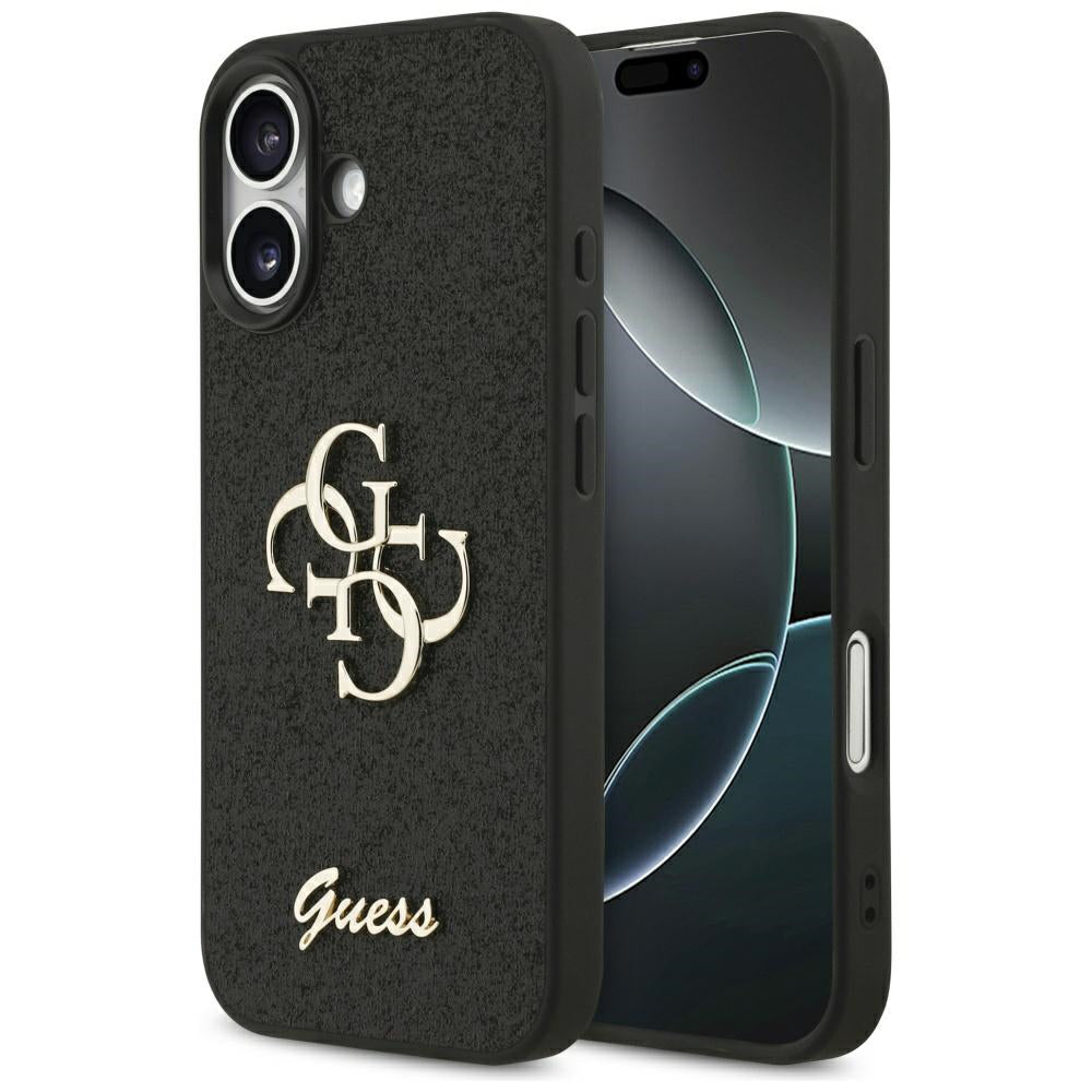 Suojakotelo Apple iPhone 17:lle, Guess, Fixed Glitter Big 4G, Musta