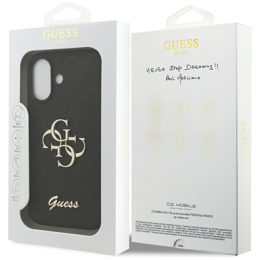 Suojakotelo Apple iPhone 17:lle, Guess, Fixed Glitter Big 4G, Musta