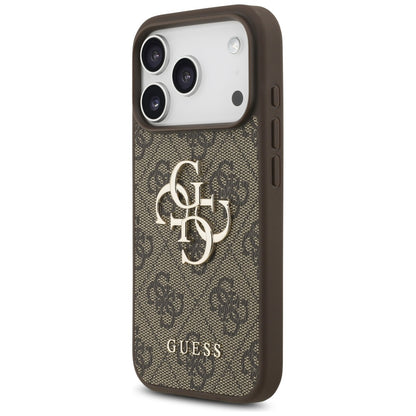 Suojakotelo Apple iPhone 17 Prolle, Guess, 4G Classic Logo with Pearl Strap, Ruskea