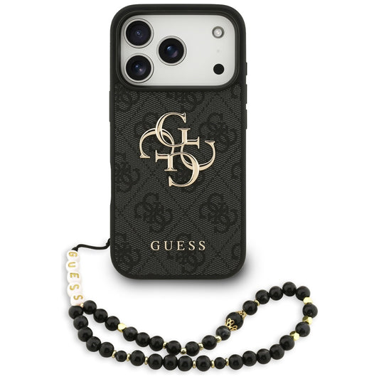 Suojakotelo Apple iPhone 17 Prolle, Guess, 4G Classic Logo with Strap, Musta