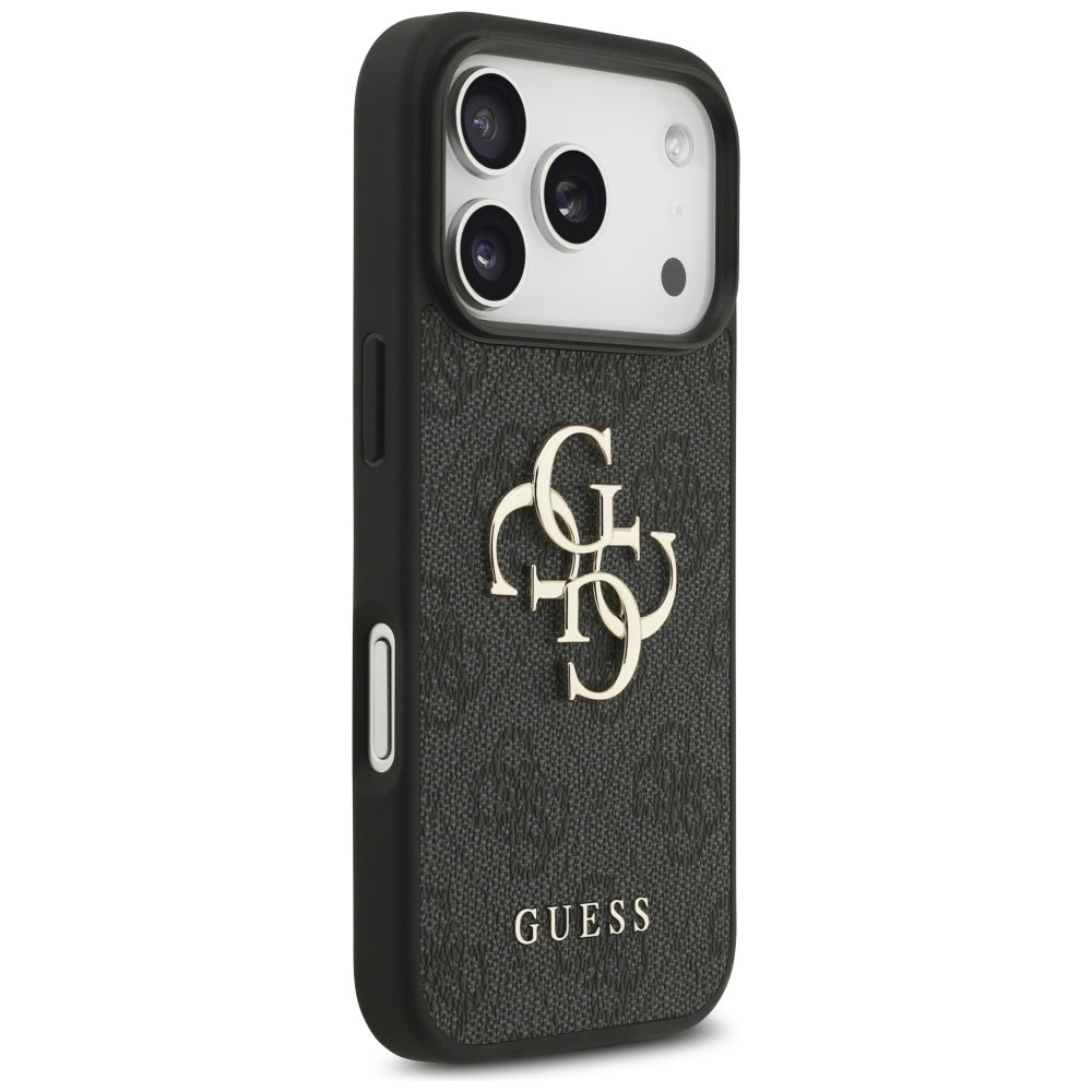 Case for Apple iPhone 17 Pro, Guess, 4G Classic Logo with Strap, Black