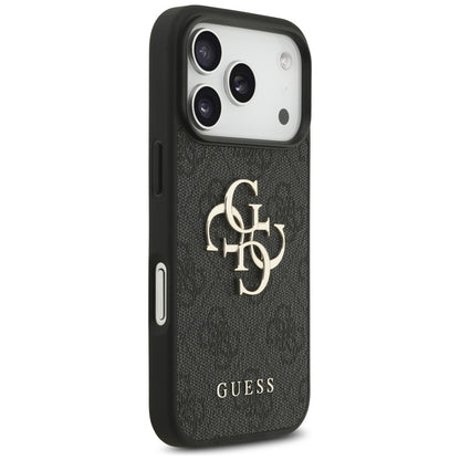 Case for Apple iPhone 17 Pro, Guess, 4G Classic Logo with Strap, Black