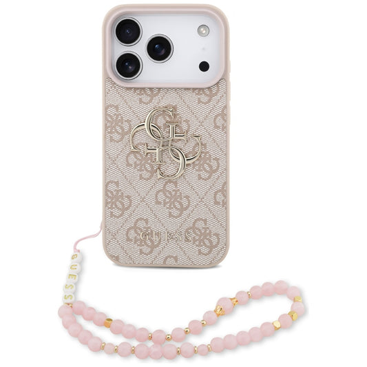 Suojakotelo Apple iPhone 17 Prolle, Guess, 4G Classic Logo with Strap, Pinkki