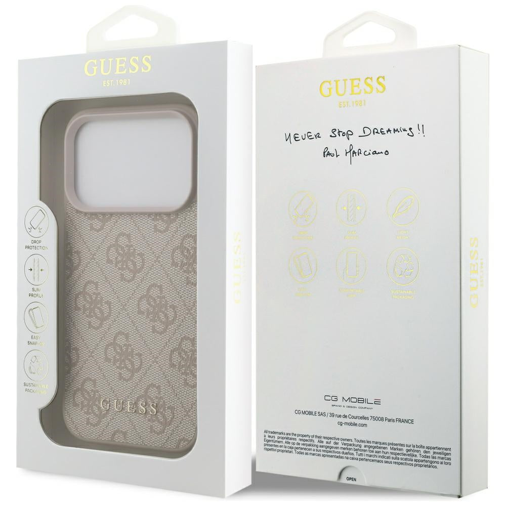 Suojakotelo Apple iPhone 17 Prolle, Guess, 4G Classic, Pinkki