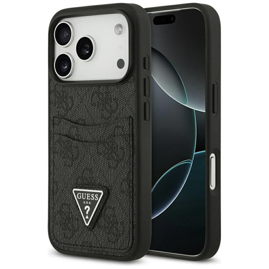 Suojakotelo Apple iPhone 17 Prolle, Guess, 4G Double Card Triangle, Musta