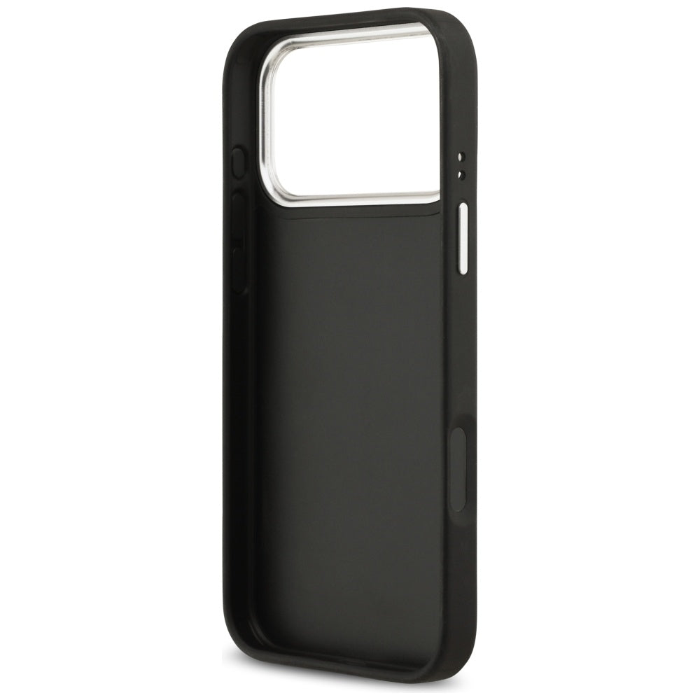 Suojakotelo Apple iPhone 17 Prolle, Guess, 4G Grained Big and Classic Logo, Musta Hopea