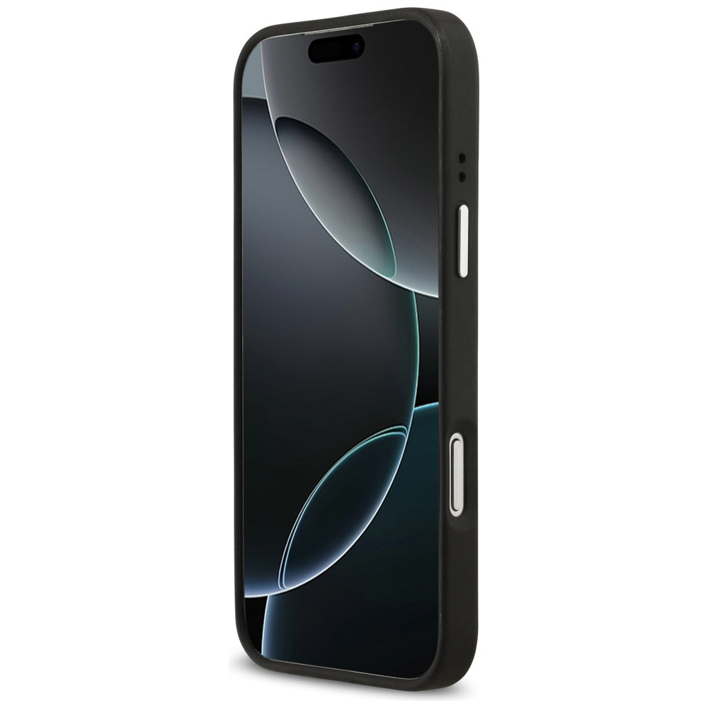 Suojakotelo Apple iPhone 17 Prolle, Guess, 4G Grained Big and Classic Logo, Musta Hopea