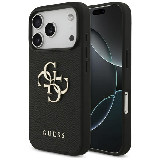 Suojakotelo Apple iPhone 17 Prolle, Guess, 4G Grained Big and Classic Logo, Musta