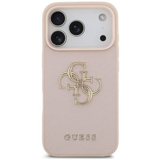 Suojakotelo Apple iPhone 17 Prolle, Guess, 4G Grained Big and Classic Logo, Pinkki
