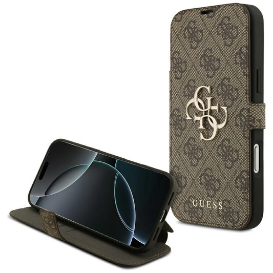 Suojakotelo Apple iPhone 17 Prolle, Guess, 4G Metal Logo, Ruskea