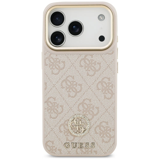 Suojakotelo Apple iPhone 17 Prolle, Guess, 4G Strass Logo ja Iso Hihna, Pinkki