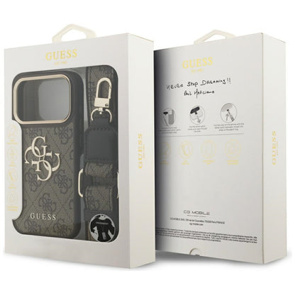Suojakotelo Apple iPhone 17 Prolle, Guess, Big 4G Classic Logo with Big Strap, Ruskea