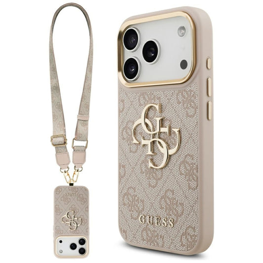 Suojakotelo Apple iPhone 17 Prolle, Guess, Big 4G Classic Logo with Big Strap, Pinkki