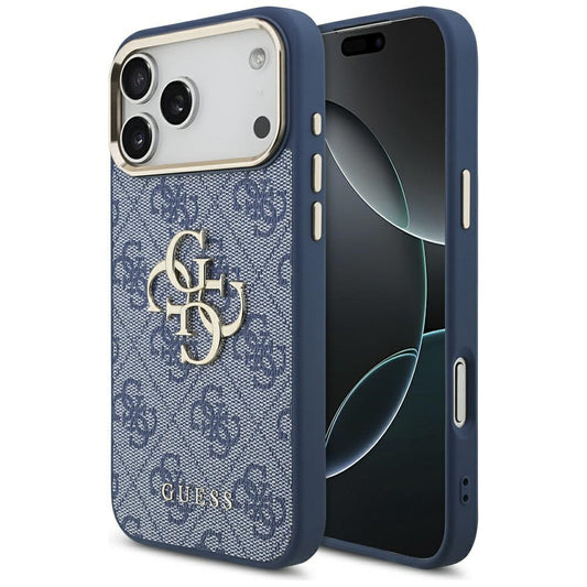 Kotelo Apple iPhone 17 Prolle, Guess, Big 4G Logo Classic, Kultainen Sininen