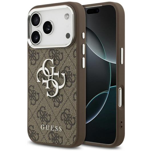 Suojakotelo Apple iPhone 17 Prolle, Guess, Big 4G Logo Classic, Ruskeahopea