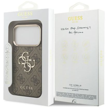 Kotelo Apple iPhone 17 Prolle, Guess, Big 4G Logo Classic, Kultainen Ruskea