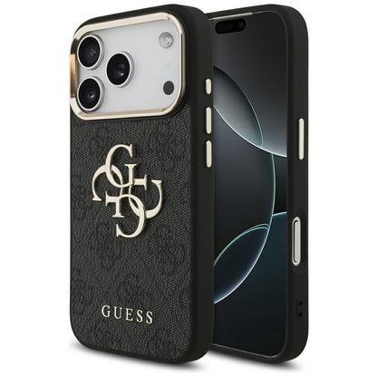 Suojakotelo Apple iPhone 17 Prolle, Guess, Big 4G Logo Classic, Musta Kulta