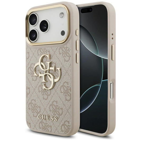 Kotelo Apple iPhone 17 Prolle, Guess, Big 4G Logo Classic, Kultainen Vaaleanpunainen