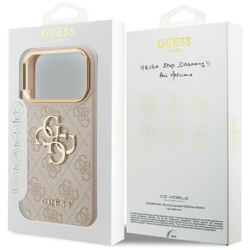 Kotelo Apple iPhone 17 Prolle, Guess, Big 4G Logo Classic, Kultainen Vaaleanpunainen