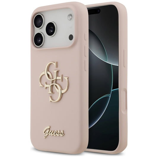 Kotelo Apple iPhone 17 Prolle, Guess, Big 4G Script, Vaaleanpunainen