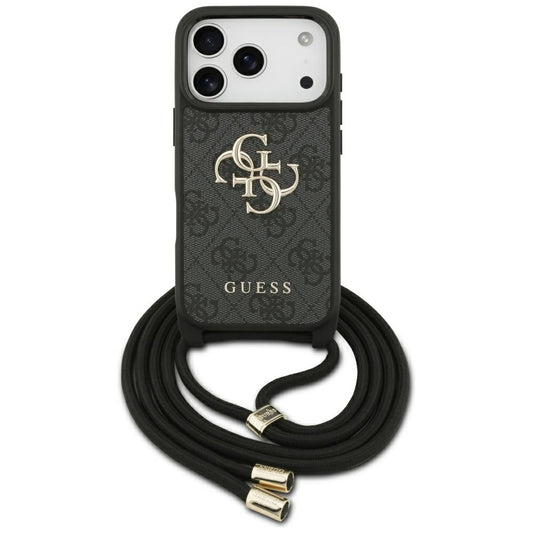 Suojakotelo Apple iPhone 17 Prolle, Guess, Crossbody Cord 4G Big Log, Musta