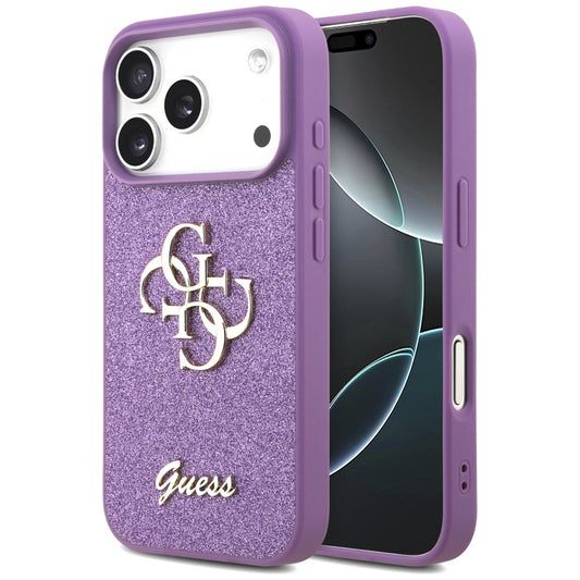 Suojakotelo Apple iPhone 17 Prolle, Guess, Fixed Glitter Big 4G, Violetti