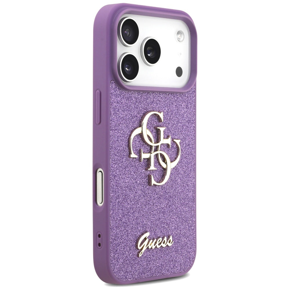Suojakotelo Apple iPhone 17 Prolle, Guess, Fixed Glitter Big 4G, Violetti