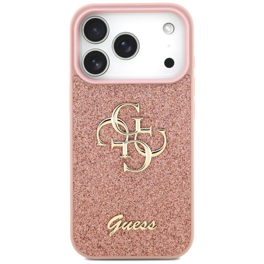 Suojakotelo Apple iPhone 17 Prolle, Guess, Fixed Glitter Big 4G, Pinkki