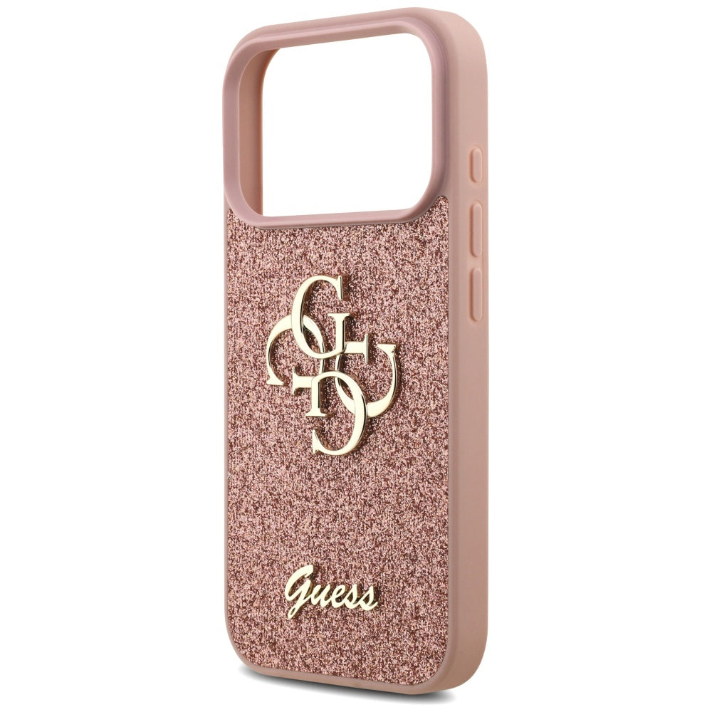 Suojakotelo Apple iPhone 17 Prolle, Guess, Fixed Glitter Big 4G, Pinkki