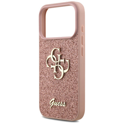 Suojakotelo Apple iPhone 17 Prolle, Guess, Fixed Glitter Big 4G, Pinkki