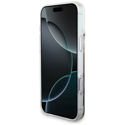 Suojakotelo Apple iPhone 17 Prolle, Guess, Liquid Glitter Charms, Kultainen