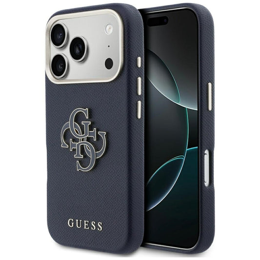 Kotelo Apple iPhone 17 Prolle, Guess, Resin Logo, Sininen