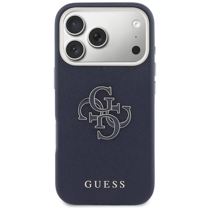 Kotelo Apple iPhone 17 Prolle, Guess, Resin Logo, Sininen