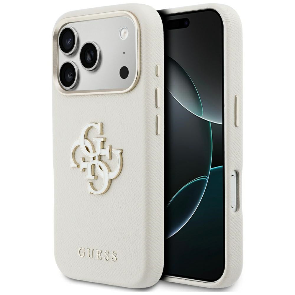 Suojakotelo Apple iPhone 17 Prolle, Guess, Resin Logo, Beige