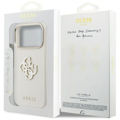 Suojakotelo Apple iPhone 17 Prolle, Guess, Resin Logo, Beige