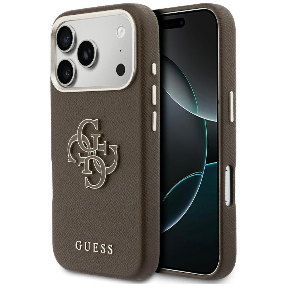 Suojakotelo Apple iPhone 17 Prolle, GUESS, Resin Logo, Ruskea