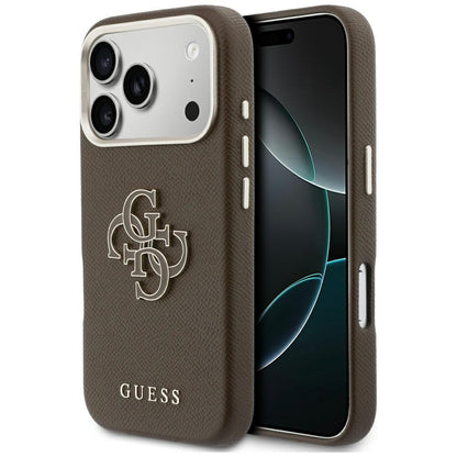 Suojakotelo Apple iPhone 17 Prolle, GUESS, Resin Logo, Ruskea