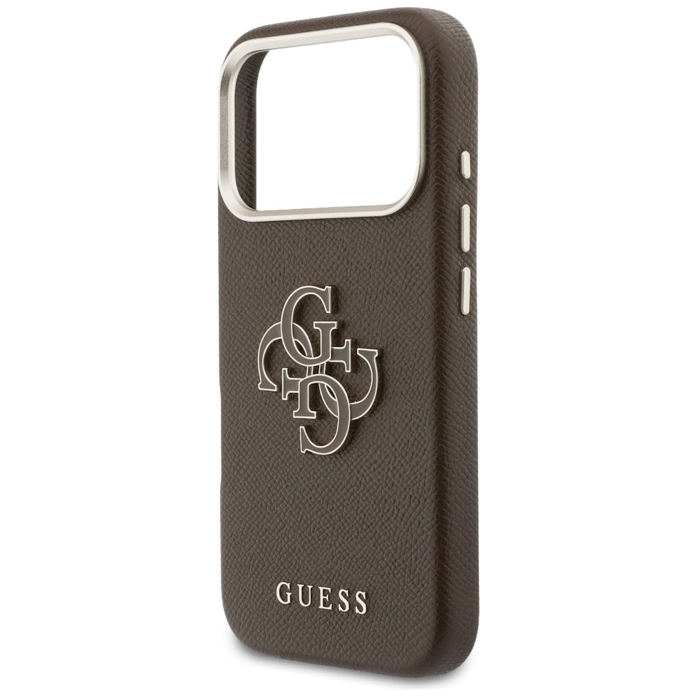Suojakotelo Apple iPhone 17 Prolle, GUESS, Resin Logo, Ruskea