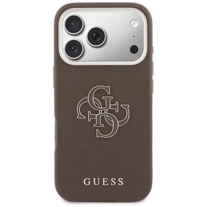 Suojakotelo Apple iPhone 17 Prolle, GUESS, Resin Logo, Ruskea