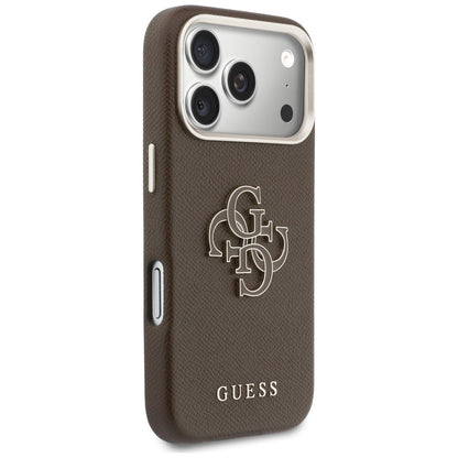 Suojakotelo Apple iPhone 17 Prolle, GUESS, Resin Logo, Ruskea