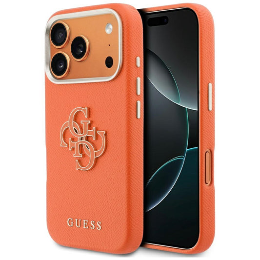 Kotelo Apple iPhone 17 Prolle, Guess, Resin Logo, Oranssi