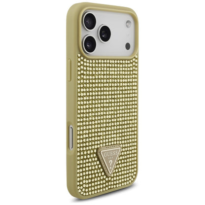 Kotelo Apple iPhone 17 Prolle, Guess, Rhinestone Triangle Logo, Kultainen